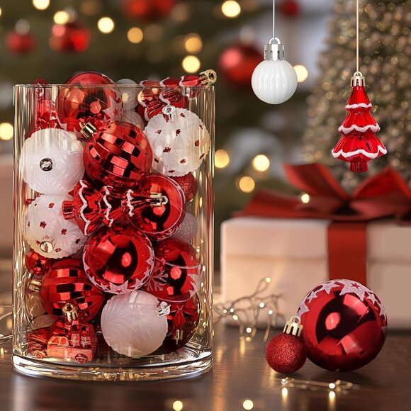 42 Pcs Christmas Ornaments Various Styles of Christmas Ball Holiday - Picture 5 of 7